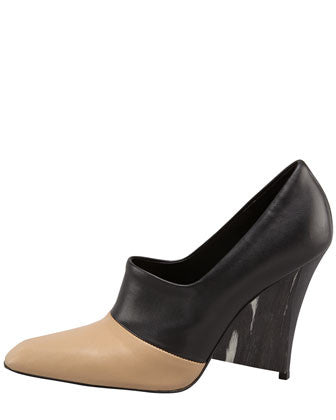 Bicolor High Vamp Wedge Pump W9